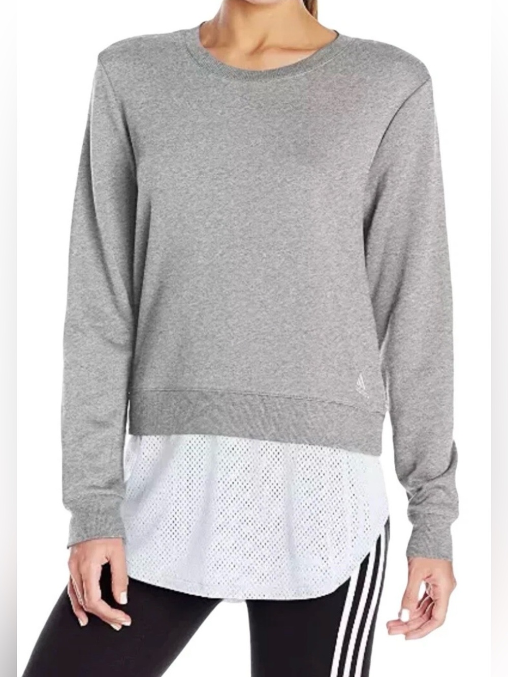 NWOT Women’s Adidas Sweatshirt Mesh Athleisure Performance Wear Gray Crewneck M.